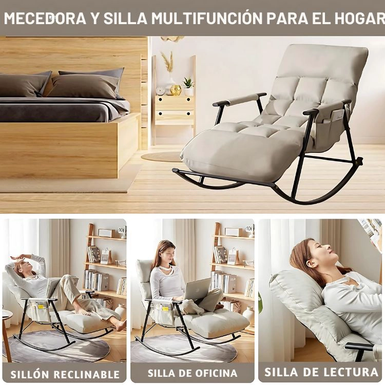 SILLÓN MECEDORA COMODIDAD INTERIOR EXTERIOR RECLINABLE HOGAR - 9
