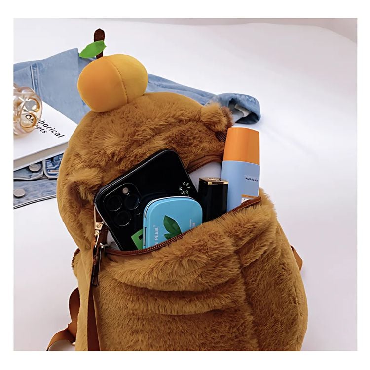 MOCHILA DE FELPA CAPIBARA KAWAII PARA NIÑOS UNISEX - 3