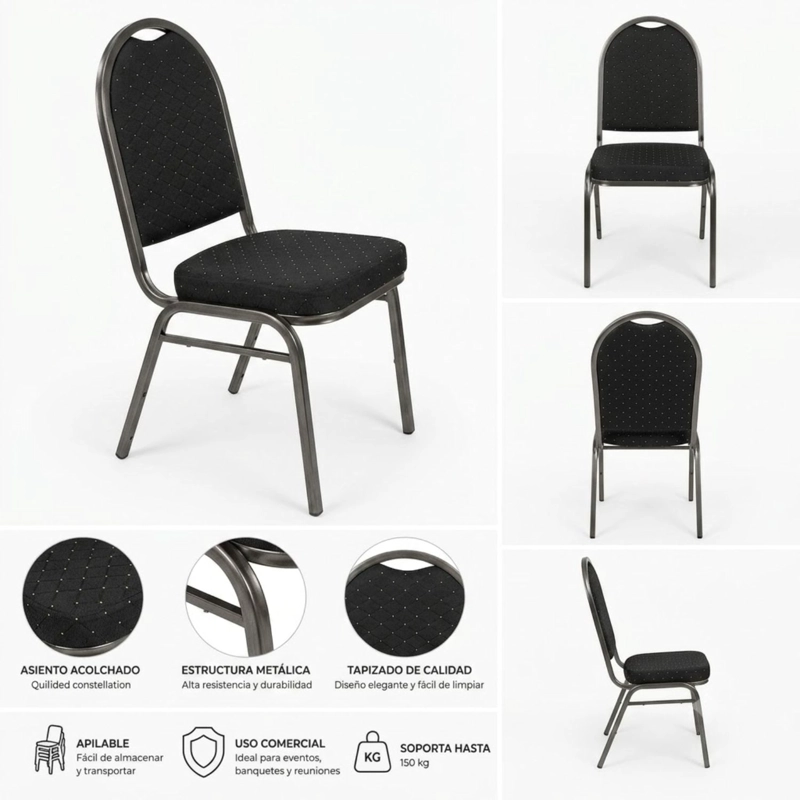 PACK 4 SILLAS DE EVENTOS VARIOS HOTEL RESTAURANTE ACOLCHADA - 7