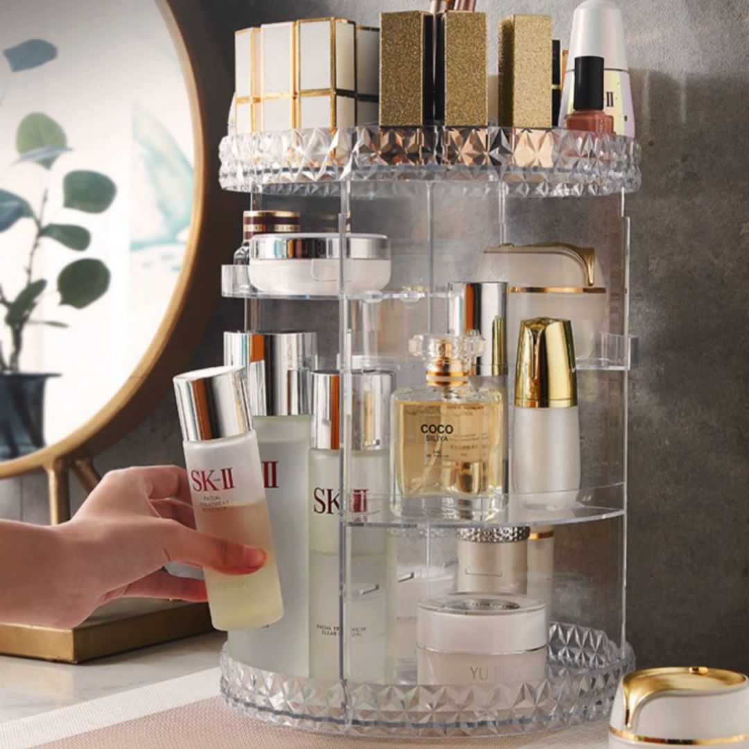 EXHIBIDOR GIRATORIO ACRÍLICO DE COSMÉTICOS Y PERFUMES - 7