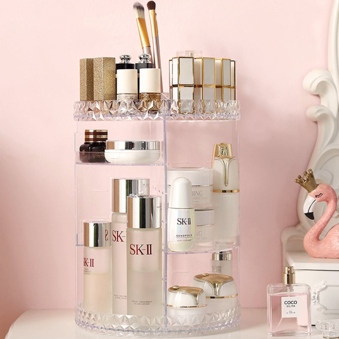 EXHIBIDOR GIRATORIO ACRÍLICO DE COSMÉTICOS Y PERFUMES - 8