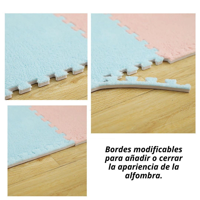 Pack 6 Alfombras Rompecabezas Felpa Shaggy 30x30 cm Armables - 4