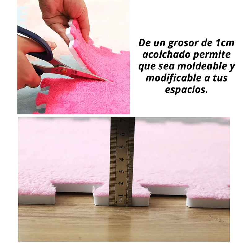 Pack 6 Alfombras Rompecabezas Felpa Shaggy 30x30 cm Armables - 5