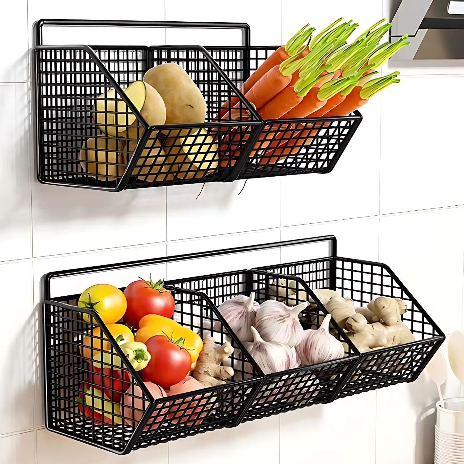 CESTAS DE ALMACENAMIENTO FLOTANTE PARA VERDURAS FRUTAS PARED - 4
