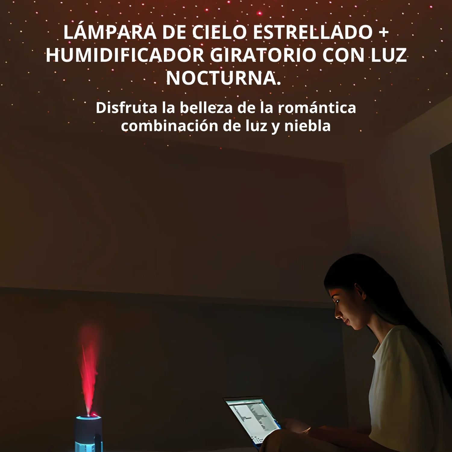 HUMIDIFICADOR USB CON PROYECCIÓN LUZ CIELO ESTRELLAS PORTÁTIL - 3