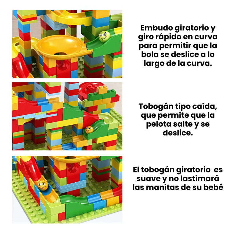 BLOQUES TOBOGAN CON BASE 168 PIEZAS CONSTRUCCIÓN ACCESORIOS - 5