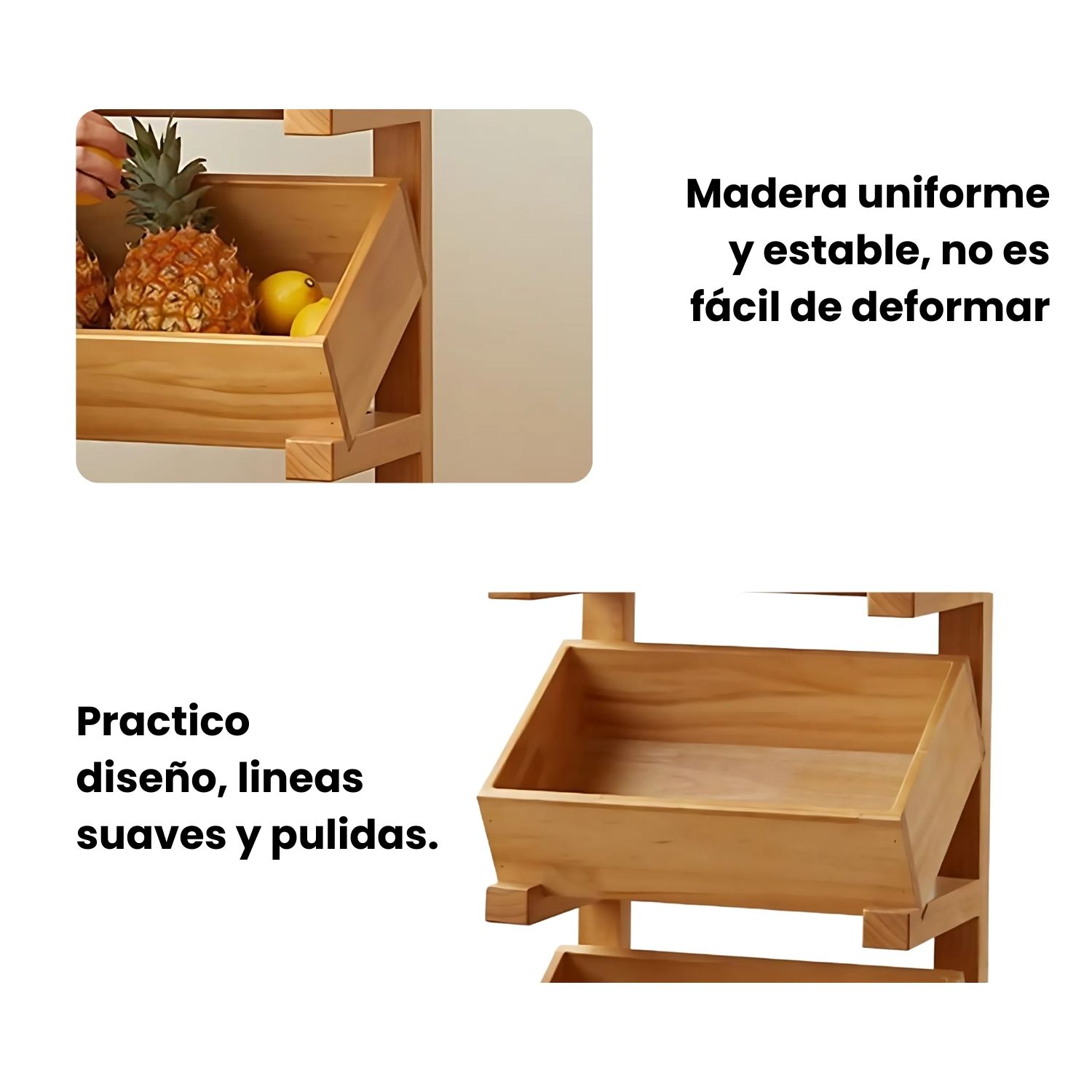ESTANTE DE MADERA MACIZA 3 NIVELES COCINA EXHIBICION - 4