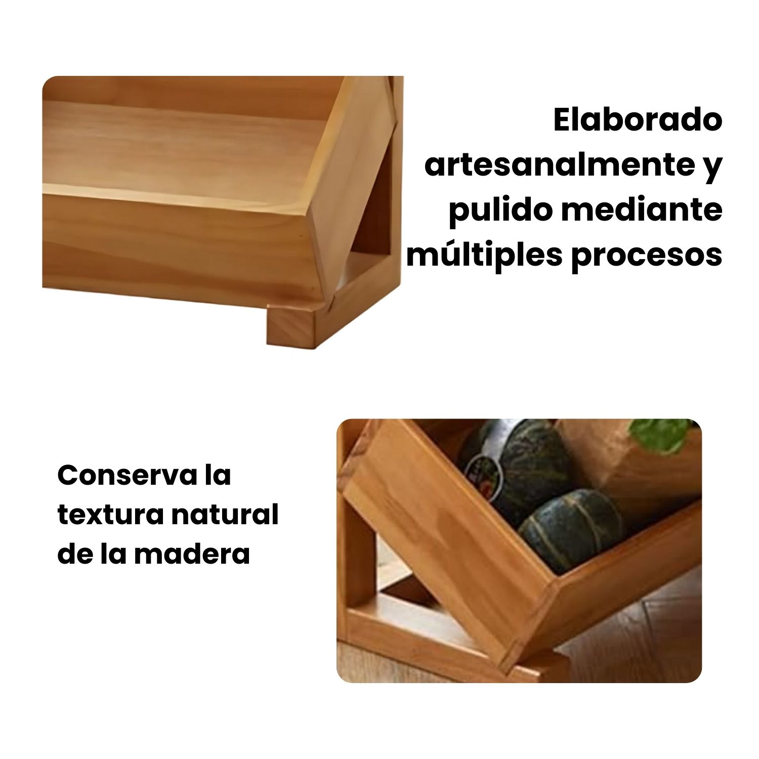 ESTANTE DE MADERA MACIZA 3 NIVELES COCINA EXHIBICION - 5