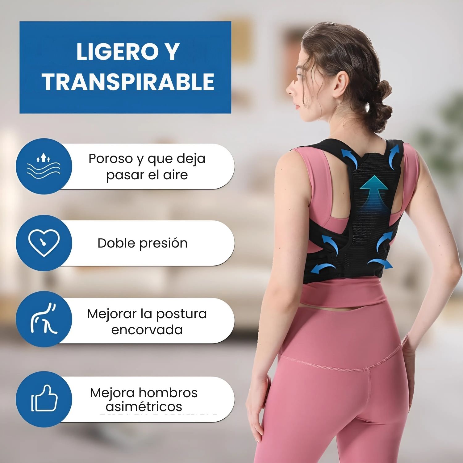 CORRECTOR DE POSTURA ESPALDA FAJA AJUSTABLE UNISEX - 8