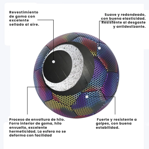 Pelota De Fútbol Reflectante Brillante N°5 Para Noche - 7