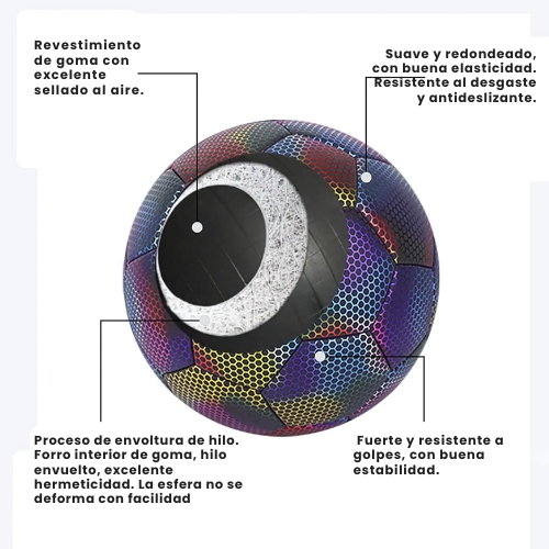 PELOTA DE FUTBOL FLUORESCENTE REFLECTANTE LUMINOSO - 7