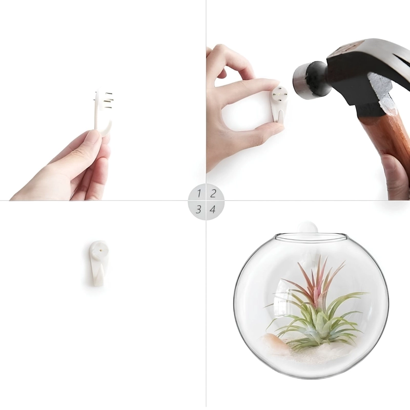 PACK 2 MACETAS DE VIDRIO COLGANTE TRANSPARENTE PARED 13CM - 6