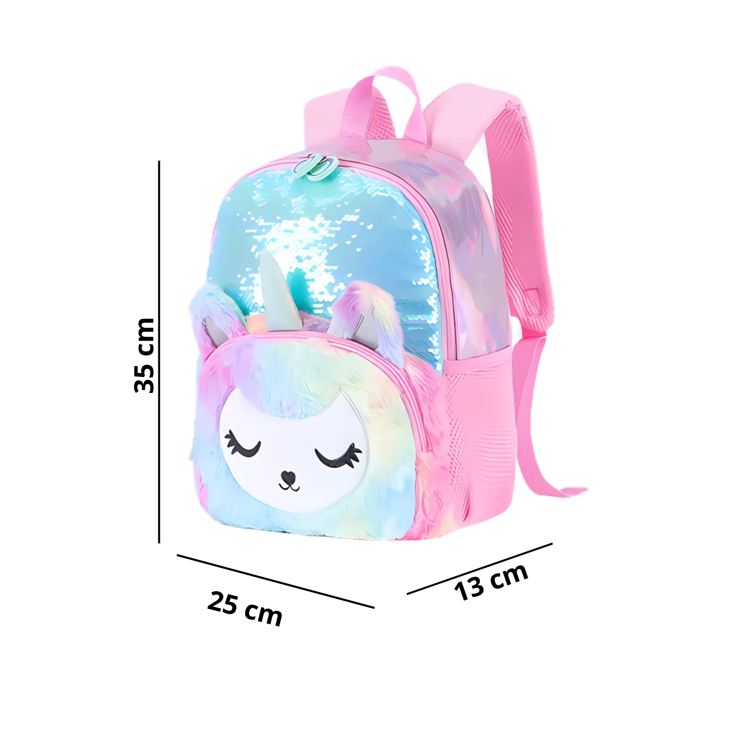 MOCHILA ESCOLAR UNICORNIO FELPA BRILLOS LENTEJUELAS - 5
