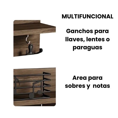 PORTALLAVES DE MADERA COLGADOR SOPORTE LLAVES PARED - 3