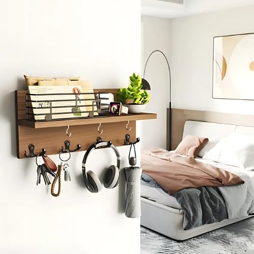 PORTALLAVES DE MADERA COLGADOR SOPORTE LLAVES PARED - 4