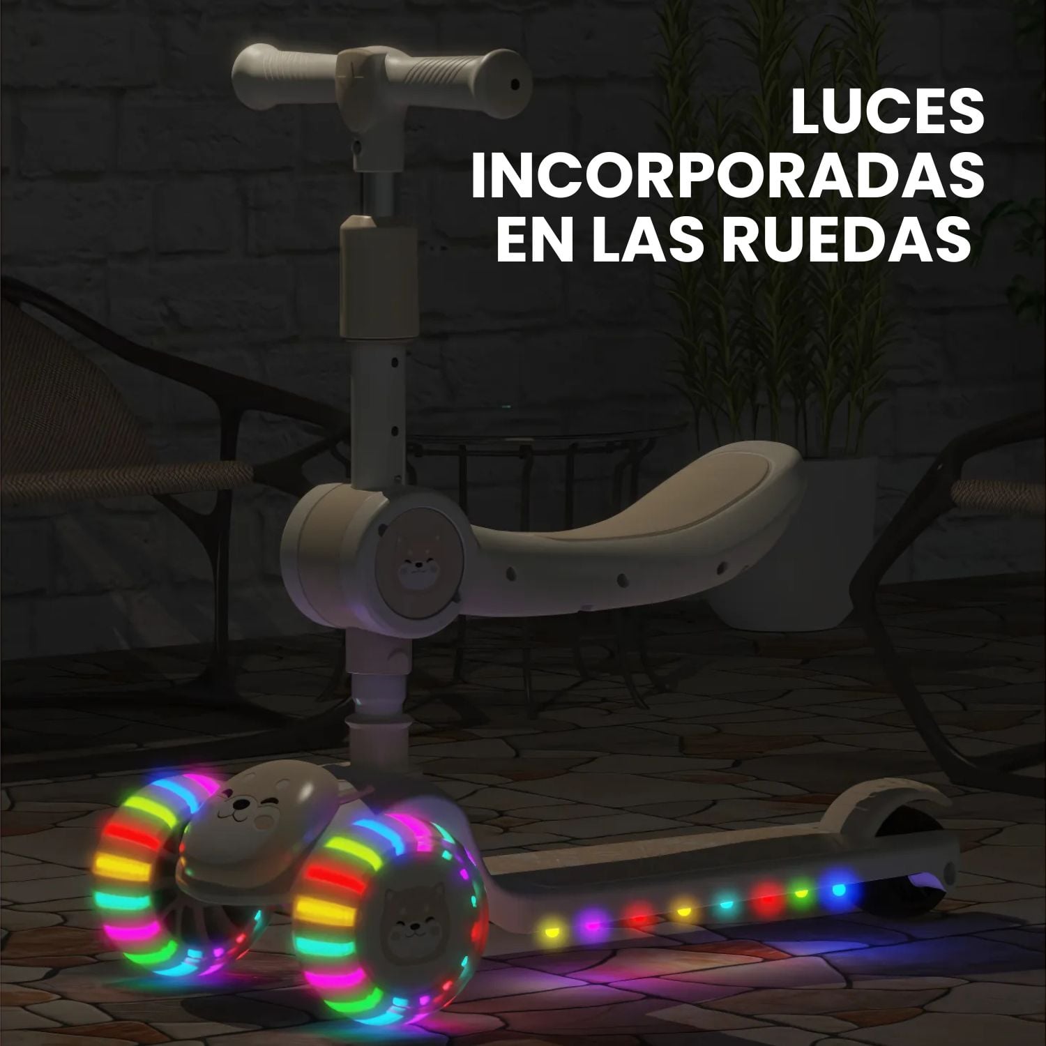 SCOOTER PLEGABLE MONOPATIN AJUSTABLE CON LUCES LED - 4
