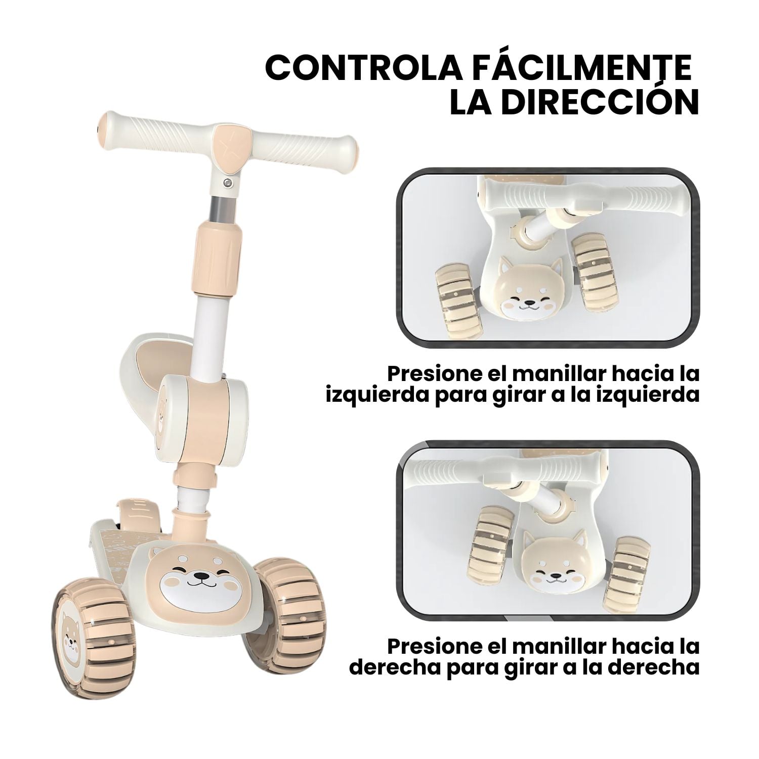 SCOOTER PLEGABLE MONOPATIN AJUSTABLE CON LUCES LED - 5