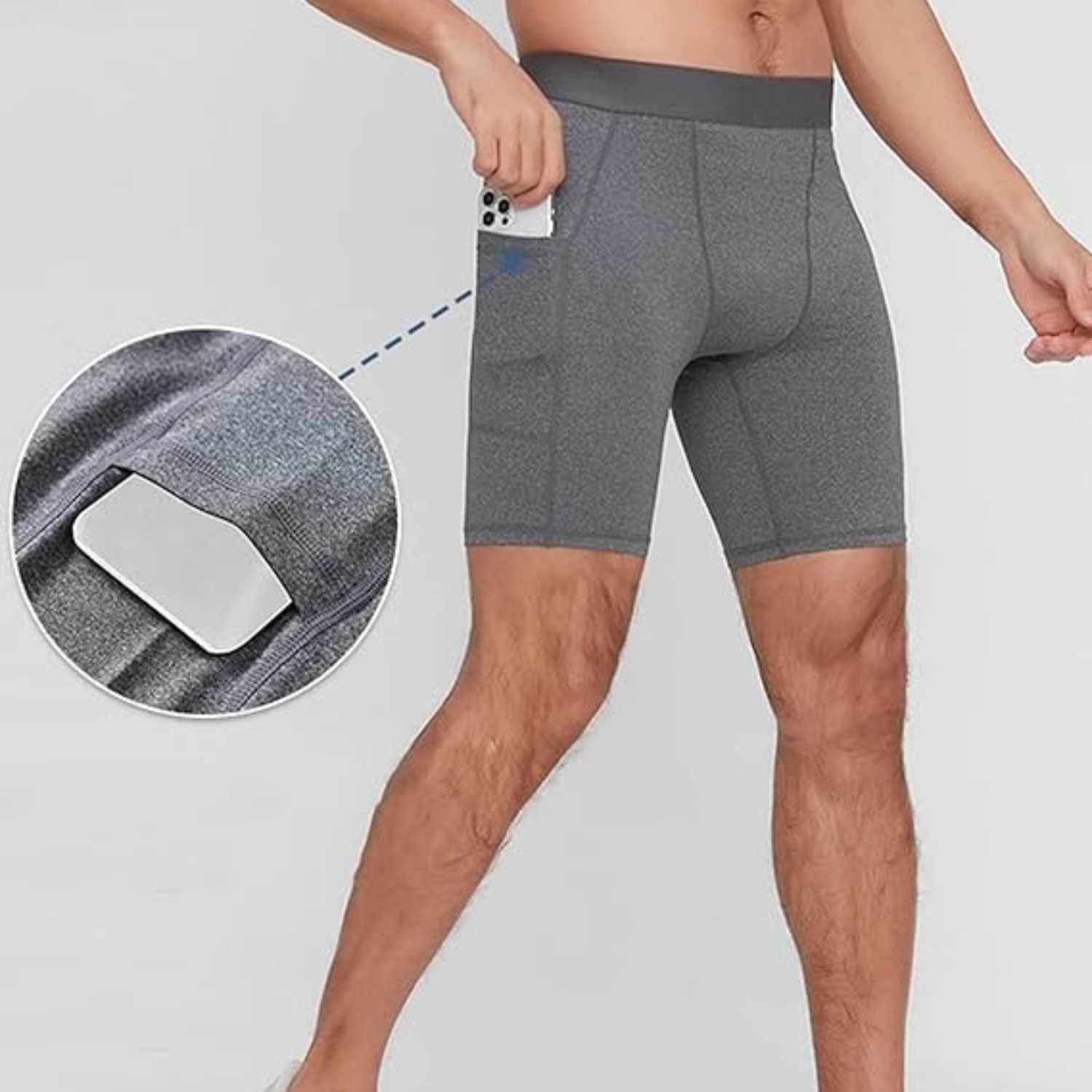 SHORT DEPORTIVO CALZA HOMBRE GIMNASIO LICRA CON BOLSILLO - 2