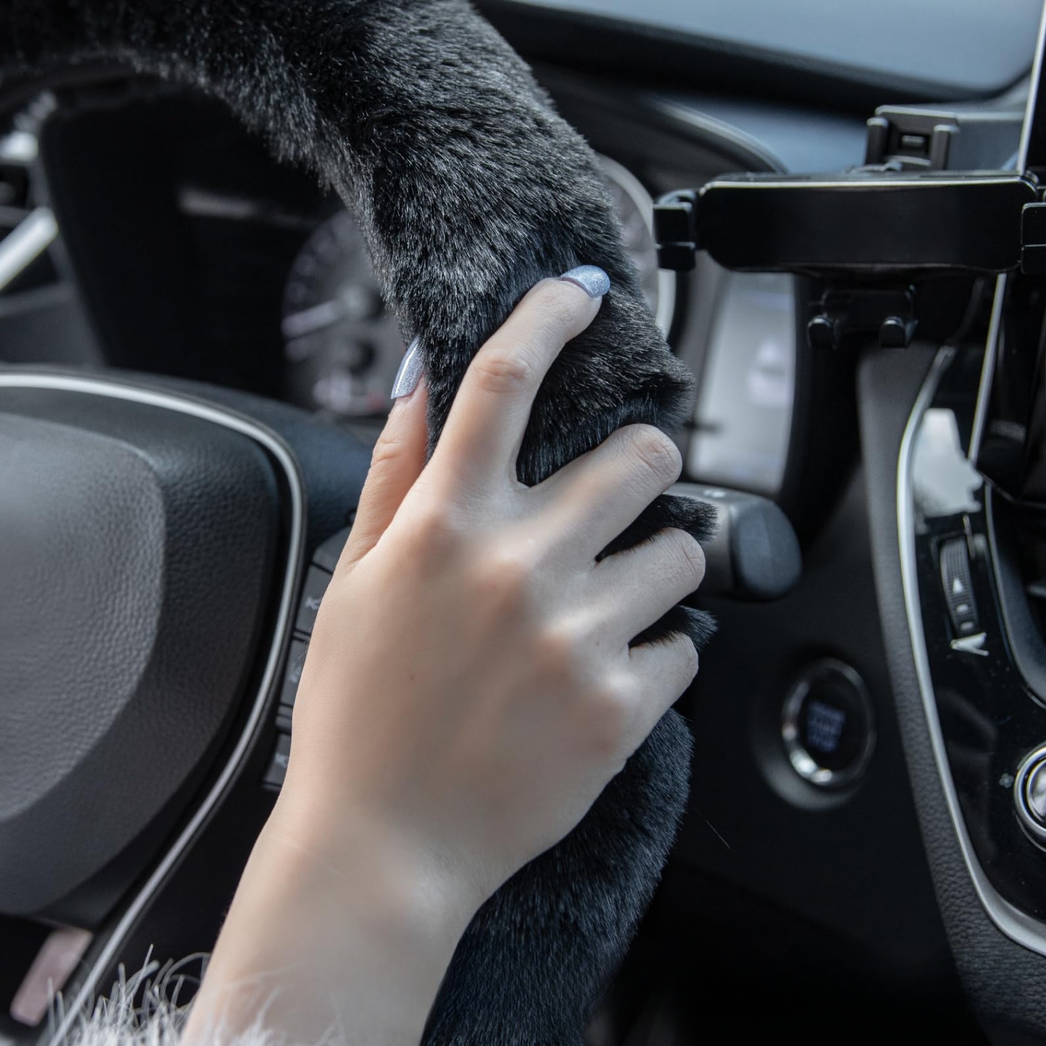 KIT FUNDA DE VOLANTE POMO FRENO CINTURON REPOSABRAZOS FELPA - 5