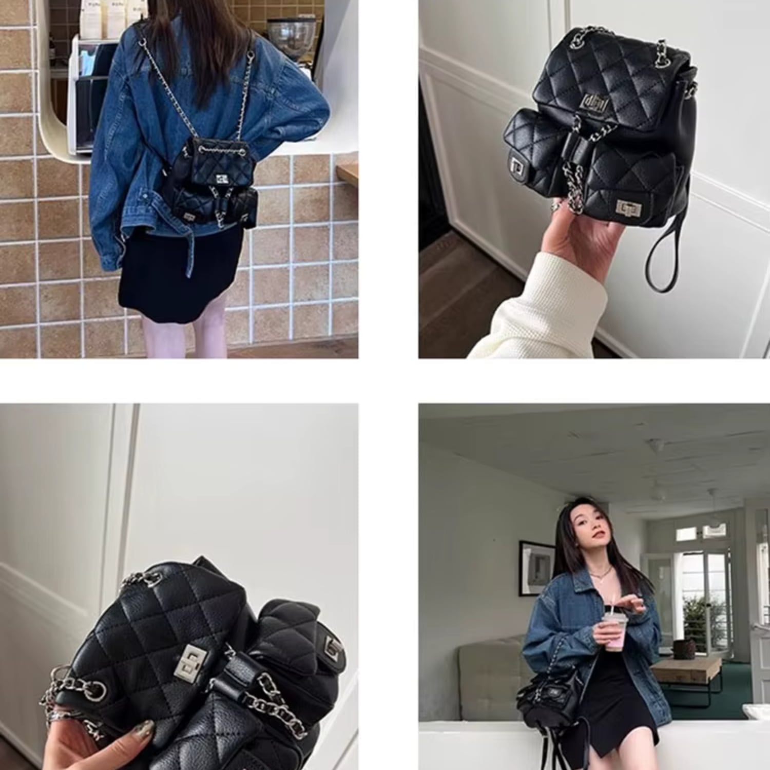 CARTERA DE CUERO PU TIPO MOCHILA URBANA ELEGANTE PARA DAMA - 4