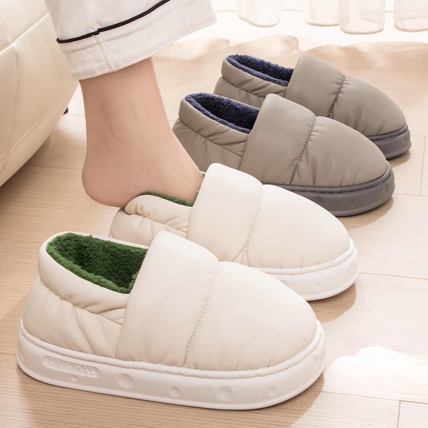 ZAPATOS IMPERMEABLES DE INVIERNO PANTUFLAS CON CHIPORRO - 3