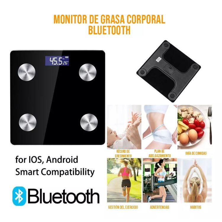 BALANZA PESA BAÑO USB DIGITAL BLUETOOTH RECARGABLE 180KGS - 4