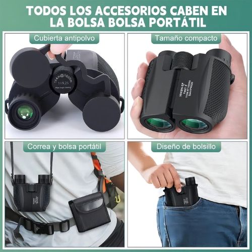 BINOCULARES TELESCOPICOS HD ALTA POTENCIA 10X25 PORTATILES - 4