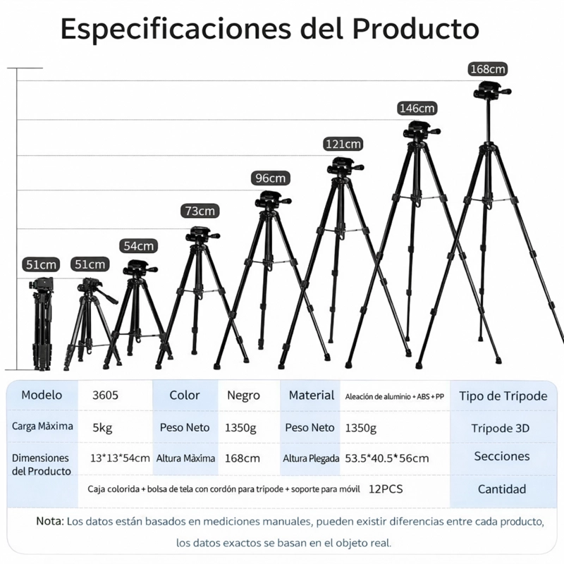 TRÍPODE PARA CAMARA ESTABILIZADOR TELEFONO SOPORTE PORTATIL - 6