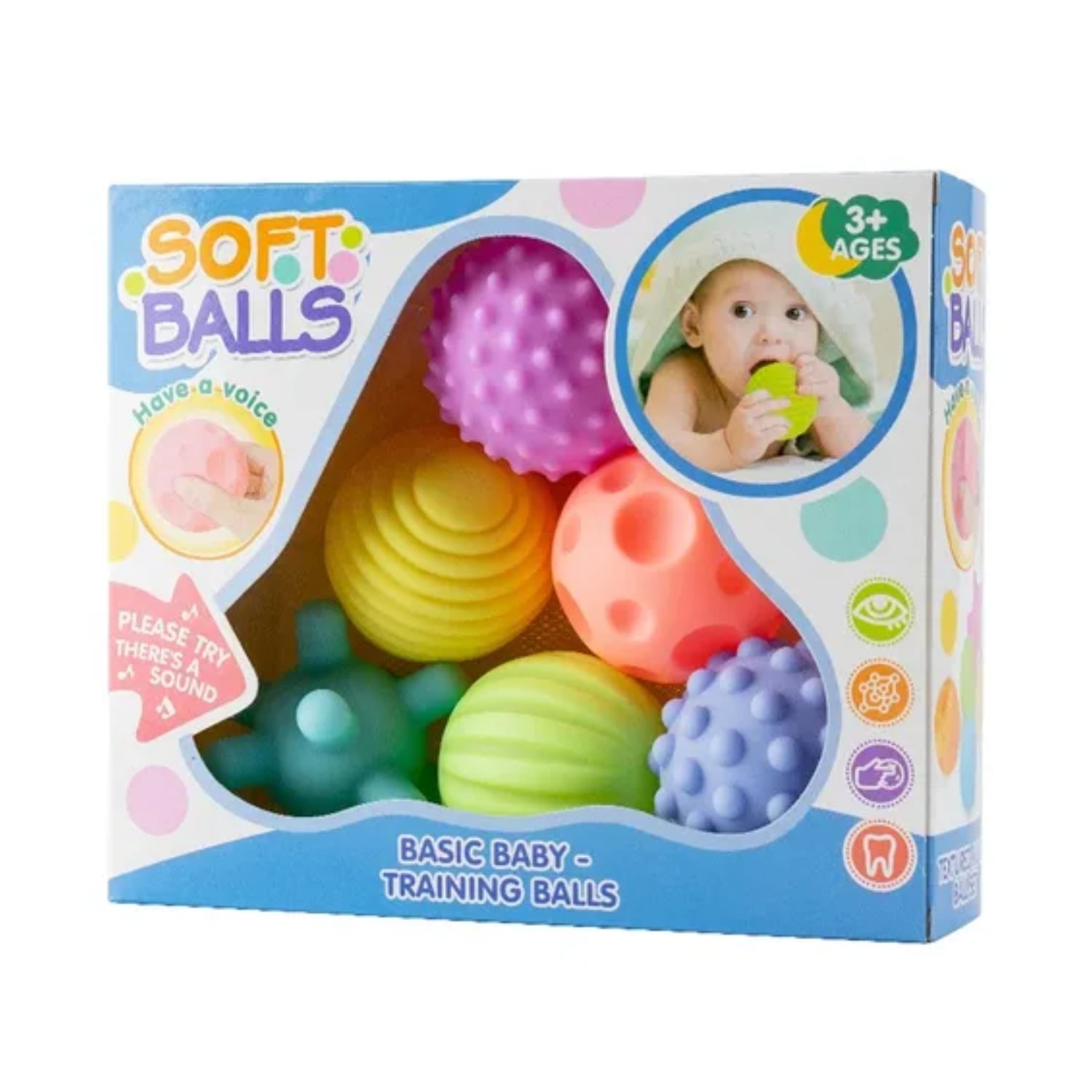 SET 6 PELOTAS ESTIMULACIÓN SENSORIAL PARA BEBÉS TEXTURIZADA - 1