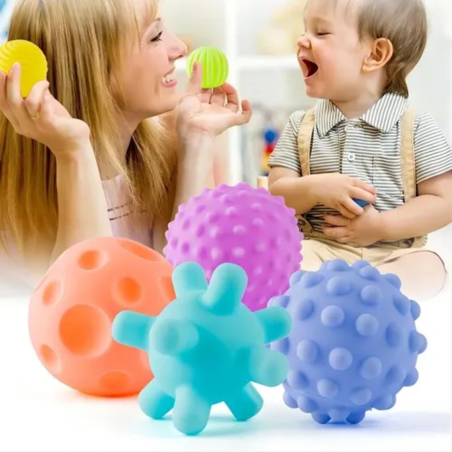 SET 6 PELOTAS ESTIMULACIÓN SENSORIAL PARA BEBÉS TEXTURIZADA - 2