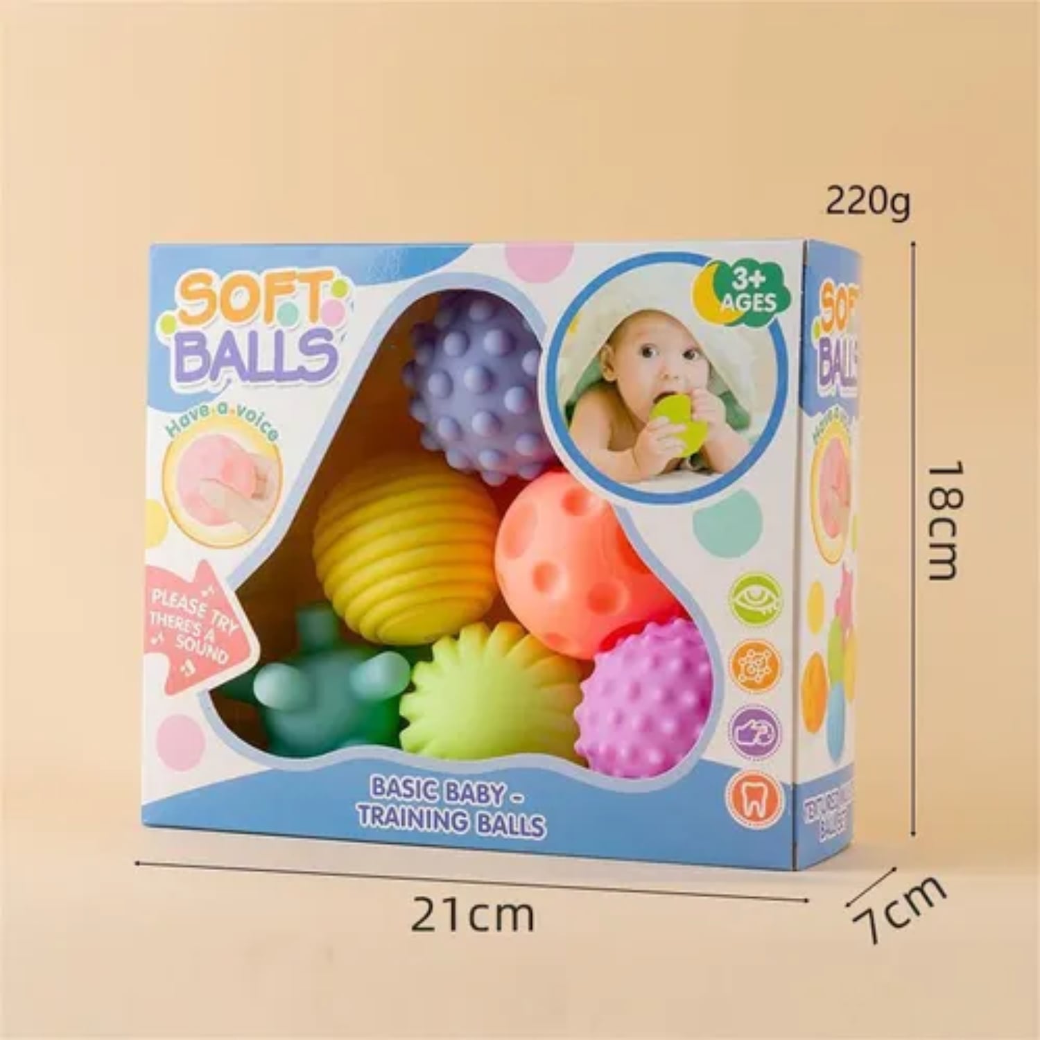 SET 6 PELOTAS ESTIMULACIÓN SENSORIAL PARA BEBÉS TEXTURIZADA - 3