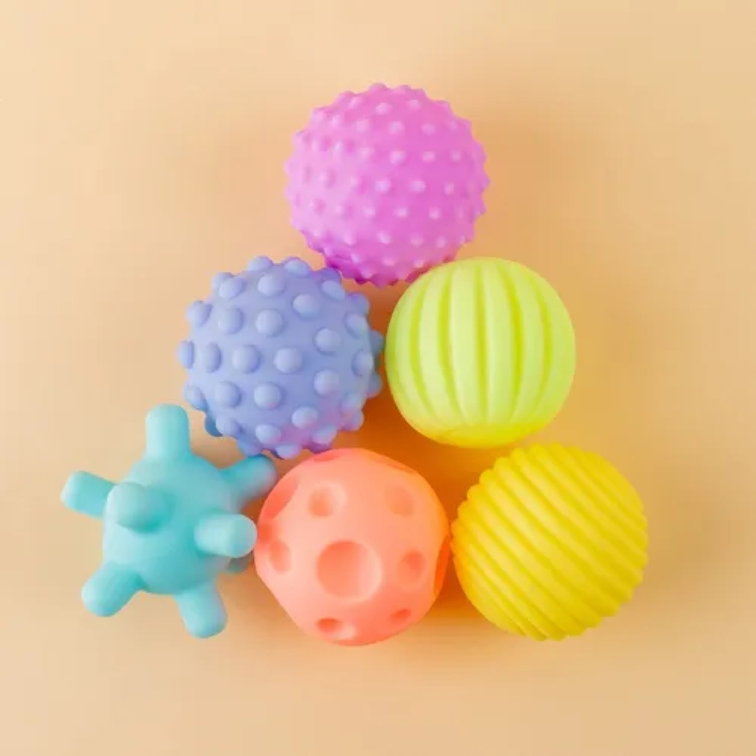 SET 6 PELOTAS ESTIMULACIÓN SENSORIAL PARA BEBÉS TEXTURIZADA - 4