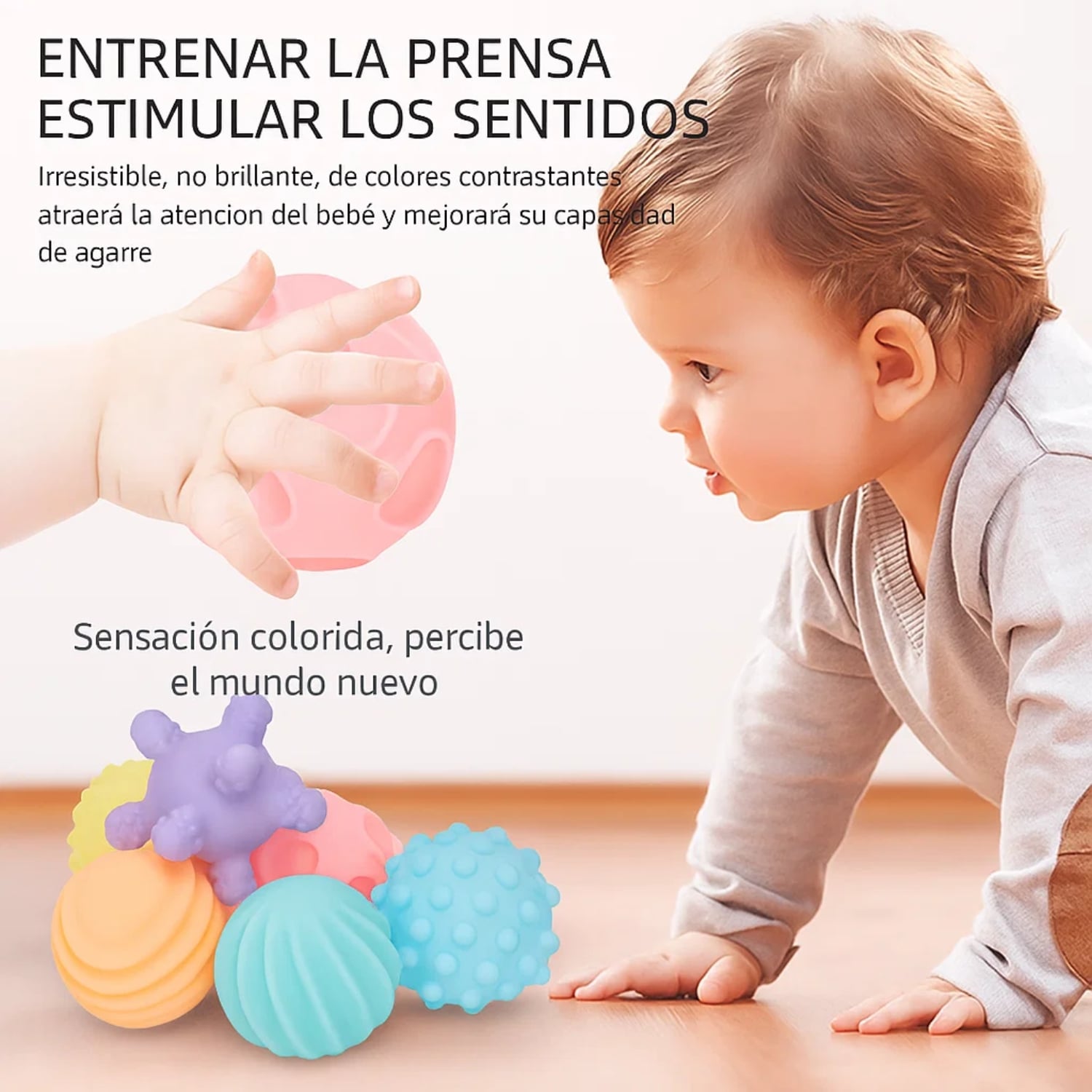 SET 6 PELOTAS ESTIMULACIÓN SENSORIAL PARA BEBÉS TEXTURIZADA - 5