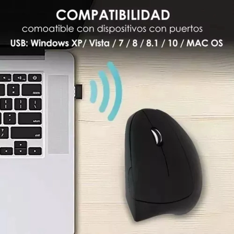 RATON VERTICAL MOUSE INALAMBRICO ERGONOMICO GAMER 2.4G USB - 3