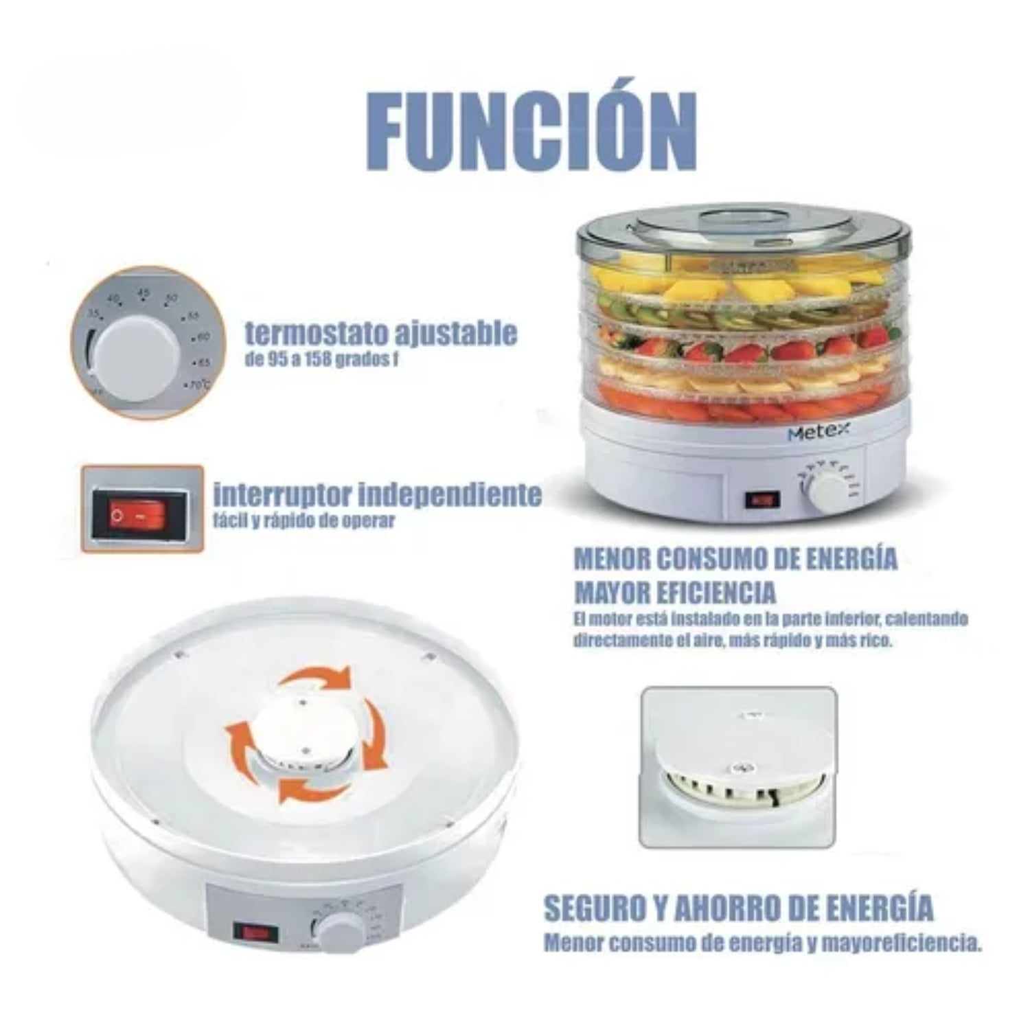 DESHIDRATADOR DE ALIMENTOS FRUTAS VERDURAS 220V ELECTRICO - 4