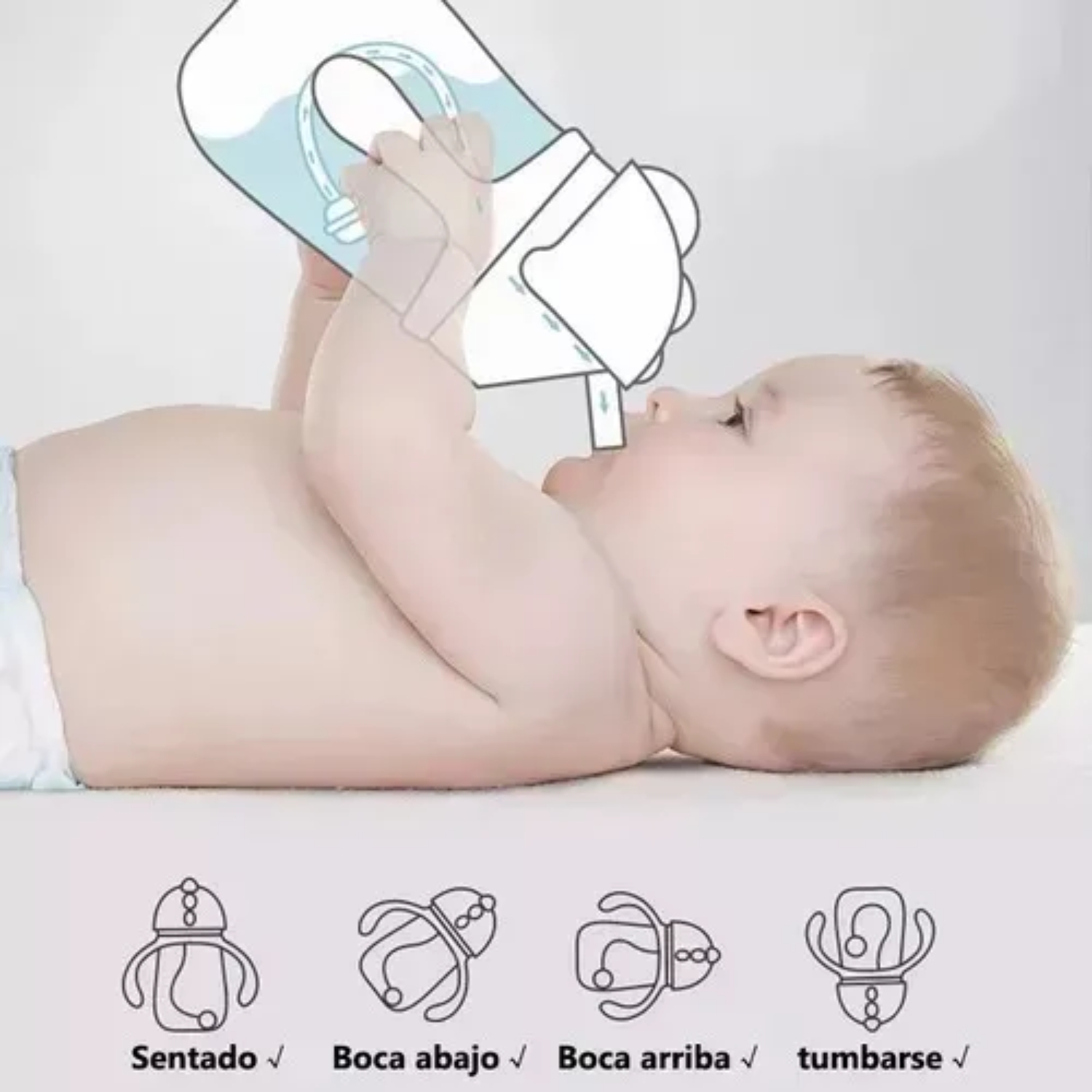 VASO ANTIDERRAME CON ASA BIBERON ENTRENADOR PARA BEBES 250ML - 4