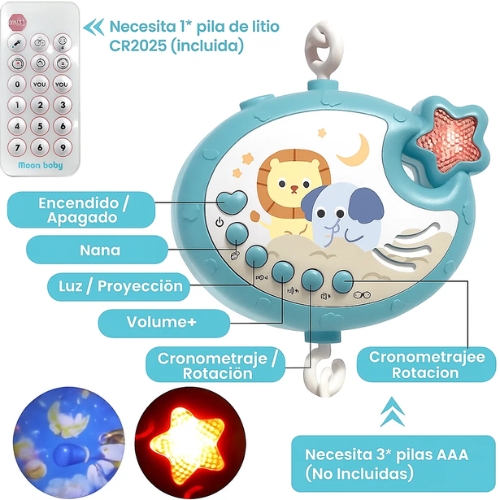 MOVIL GIRATORIO 360 MUSICAL RELAJANTE PARA CUNA BEBE S - 5