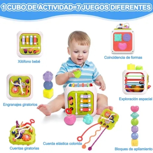 CUBO PARA BEBE JUGUETE INTERACTIVO DIDACTICO SENSORIAL - 4