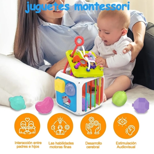 CUBO PARA BEBE JUGUETE INTERACTIVO DIDACTICO SENSORIAL - 6