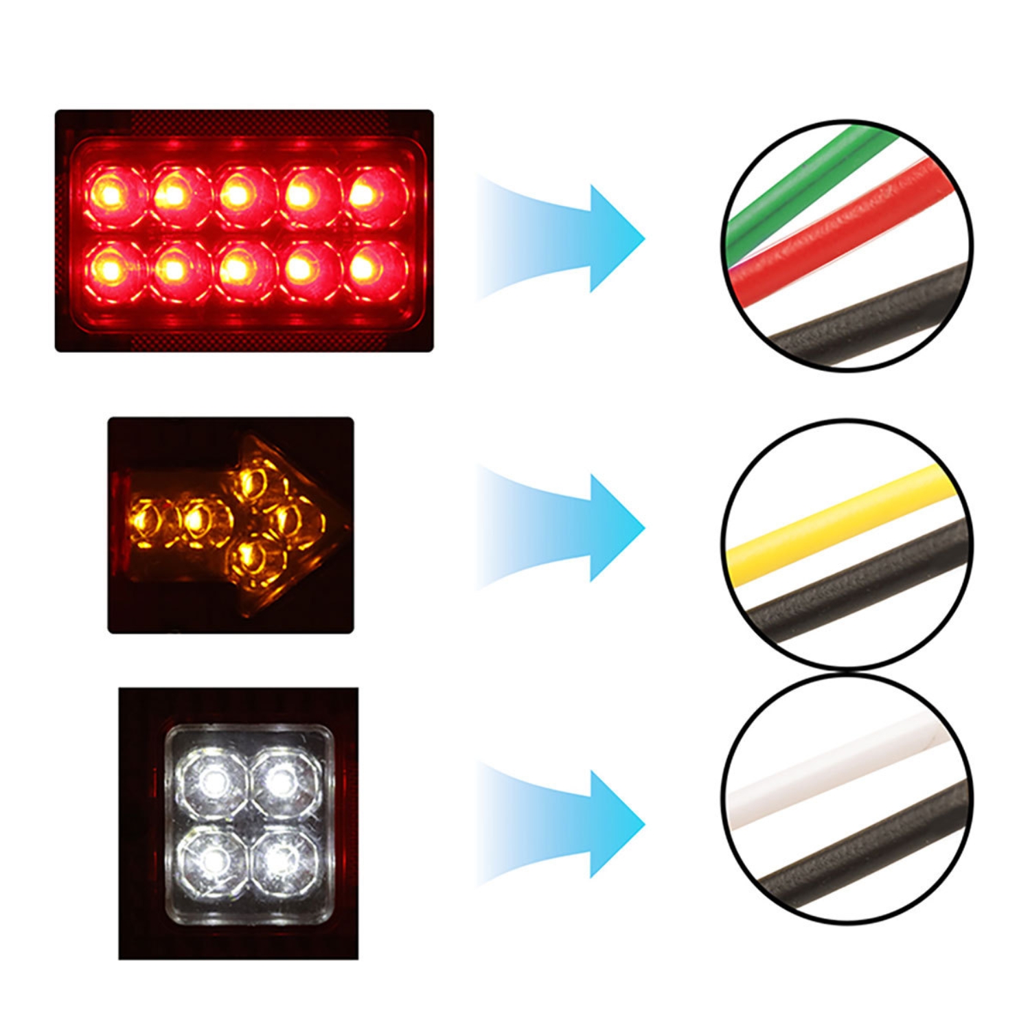 KIT 2 FOCOS LUZ LED TRASERA 12V PARA AUTOS CAMION UNIVERSAL - 4
