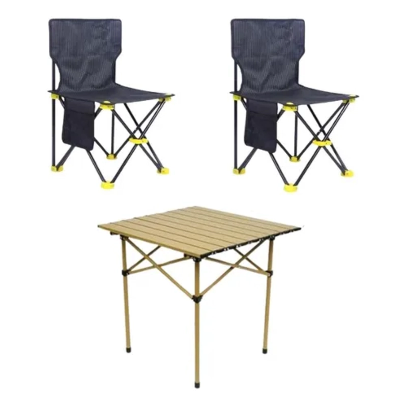Set Mesa Y 2 Sillas Plegables Exterior Camping Portátil - 2