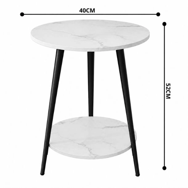 MESA DE CENTRO 40X40X52 REDONDA 2 NIVELES MODERNA ELEGANTE - 2