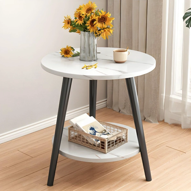 MESA DE CENTRO 40X40X52 REDONDA 2 NIVELES MODERNA ELEGANTE - 3