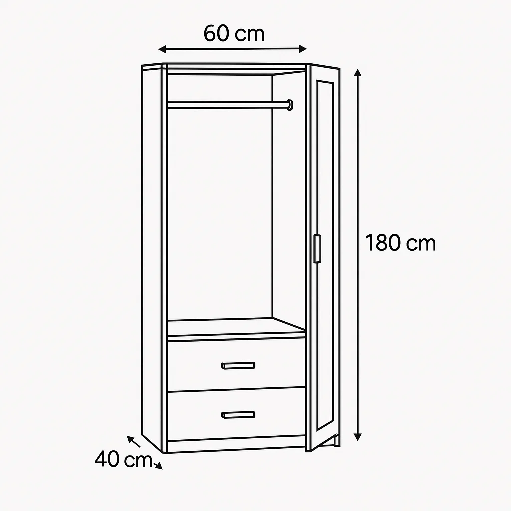 ARMARIO CLOSET DE MADERA 60X40X180 CON 2 PUERTAS DORMITORIO - 2