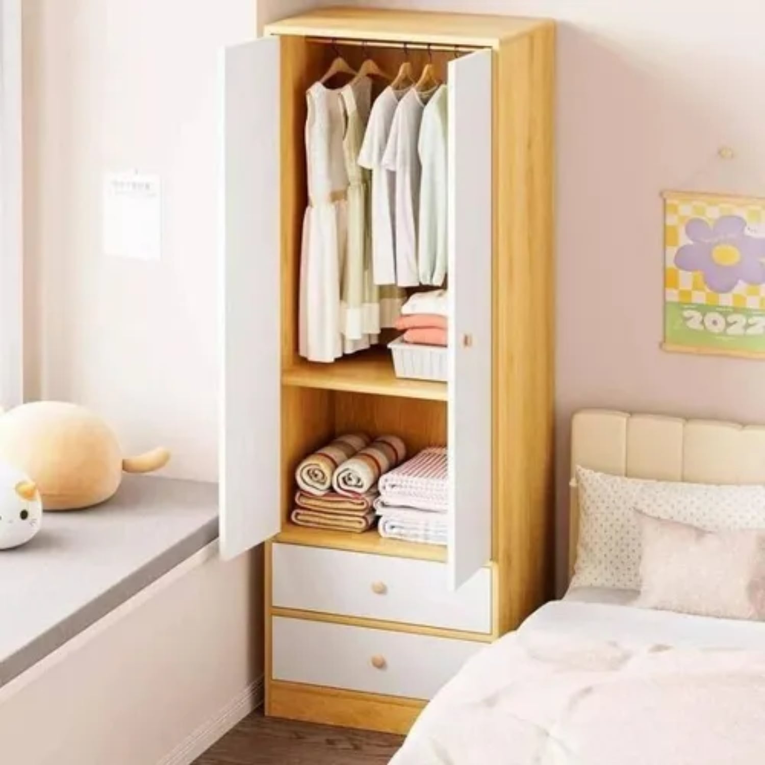 ARMARIO CLOSET DE MADERA 60X40X180 CON 2 PUERTAS DORMITORIO - 4