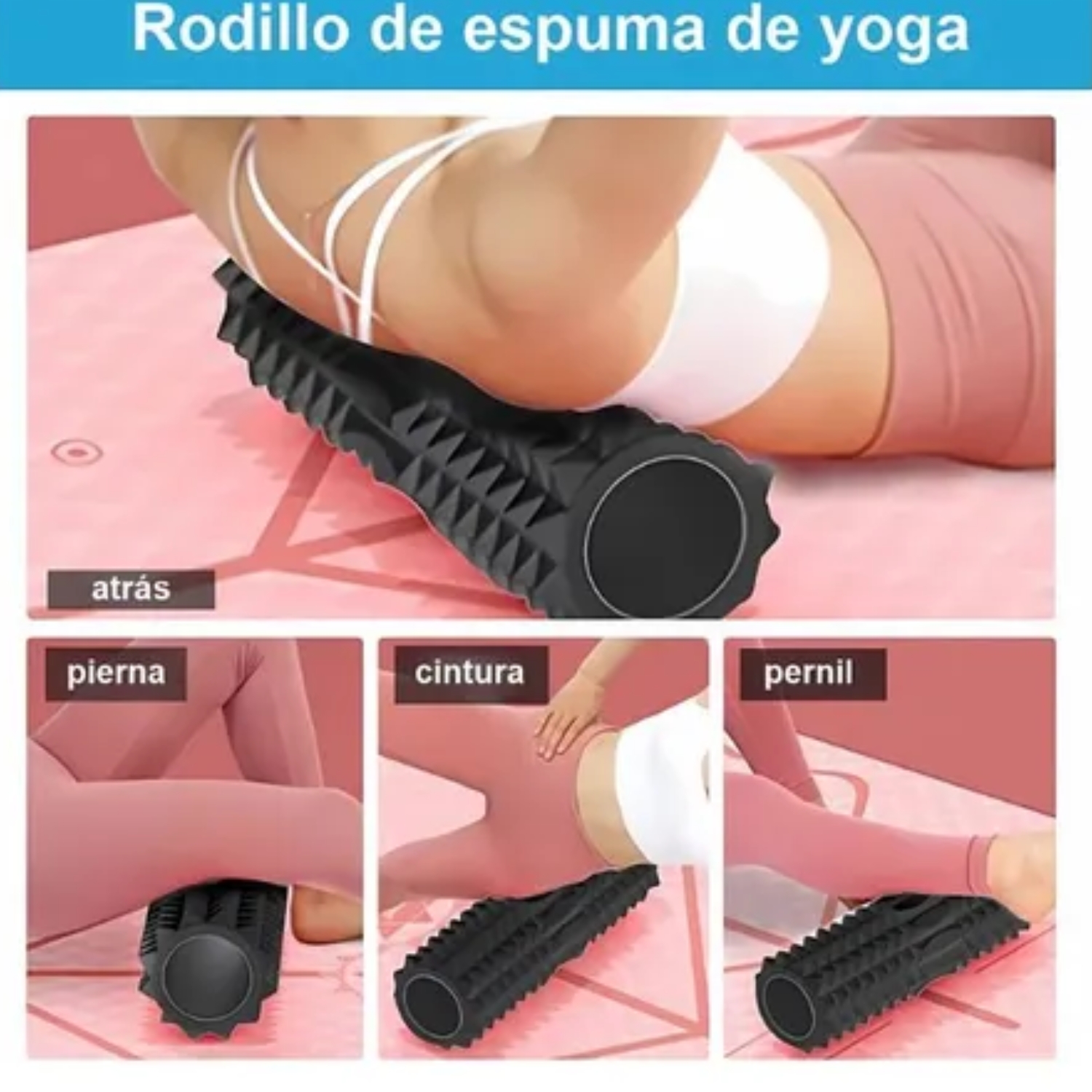 RODILLO MASAJE MUSCULAR KIT 6 PIEZAS YOGA PILATES ELONGACION - 4