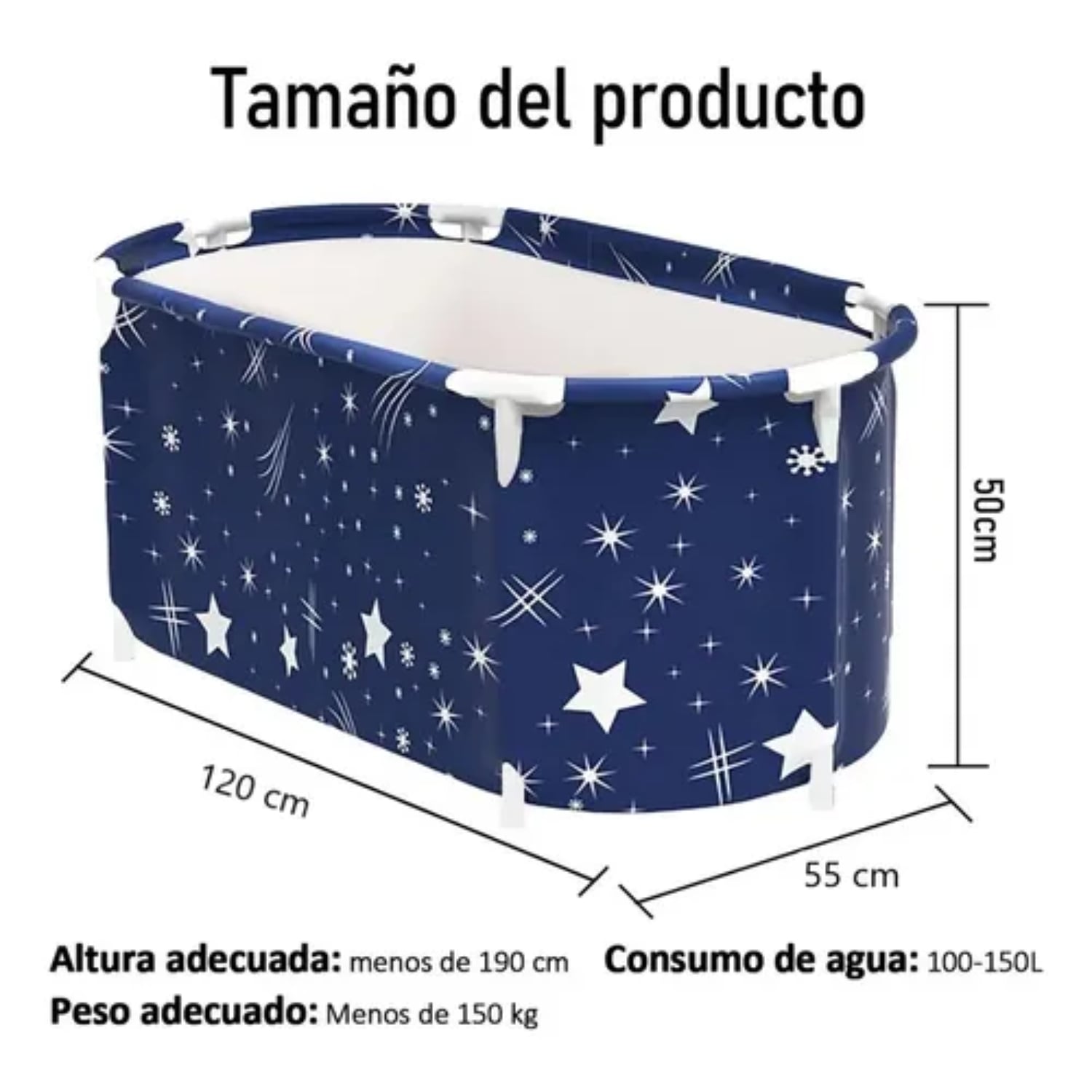 BAÑERA PLEGABLE ADULTOS NIÑOS 120X55CM SPA PORTATIL - 2