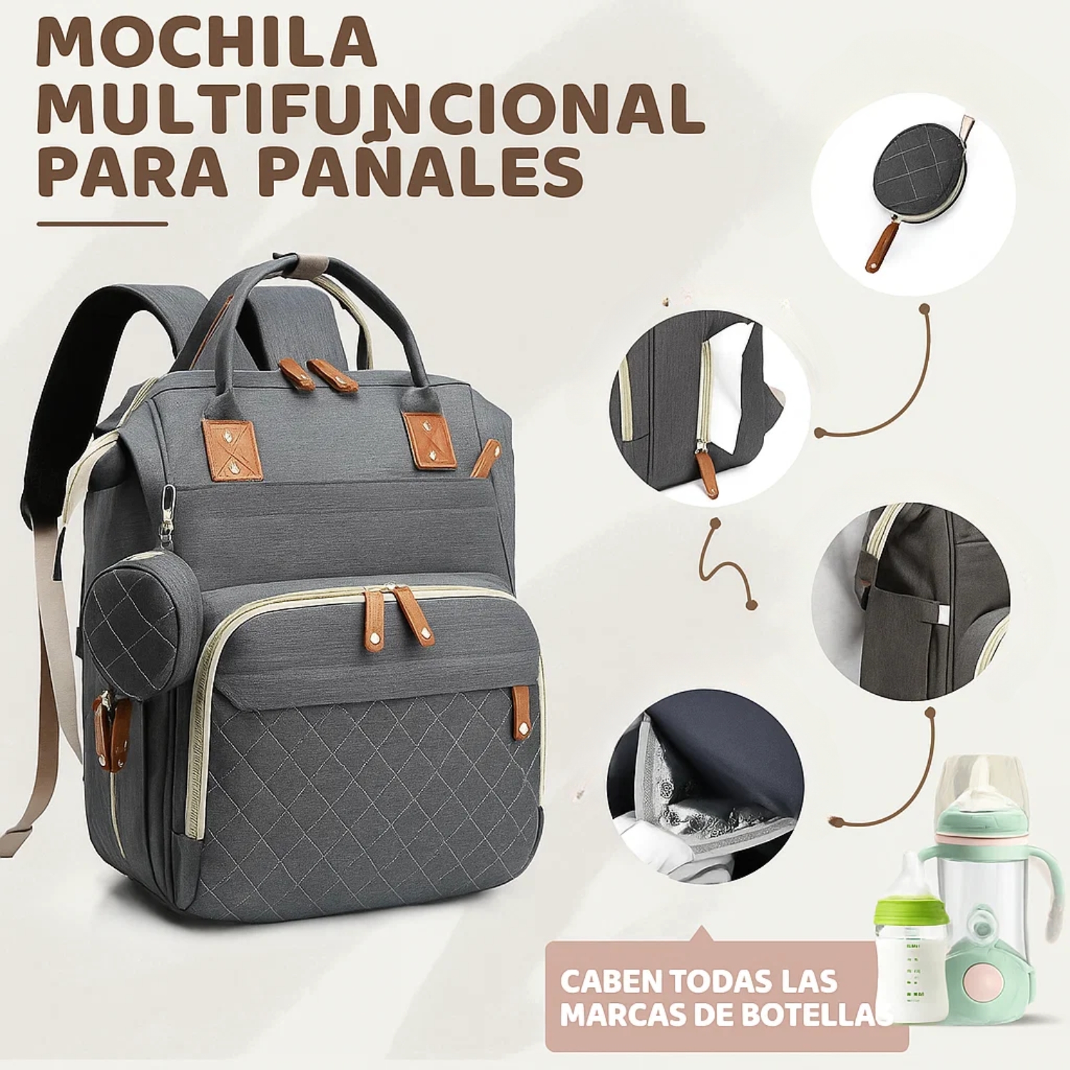 MOCHILA PAÑALERA BOLSO MATERNAL MUDADOR INFANTIL PARA BEBE - 4