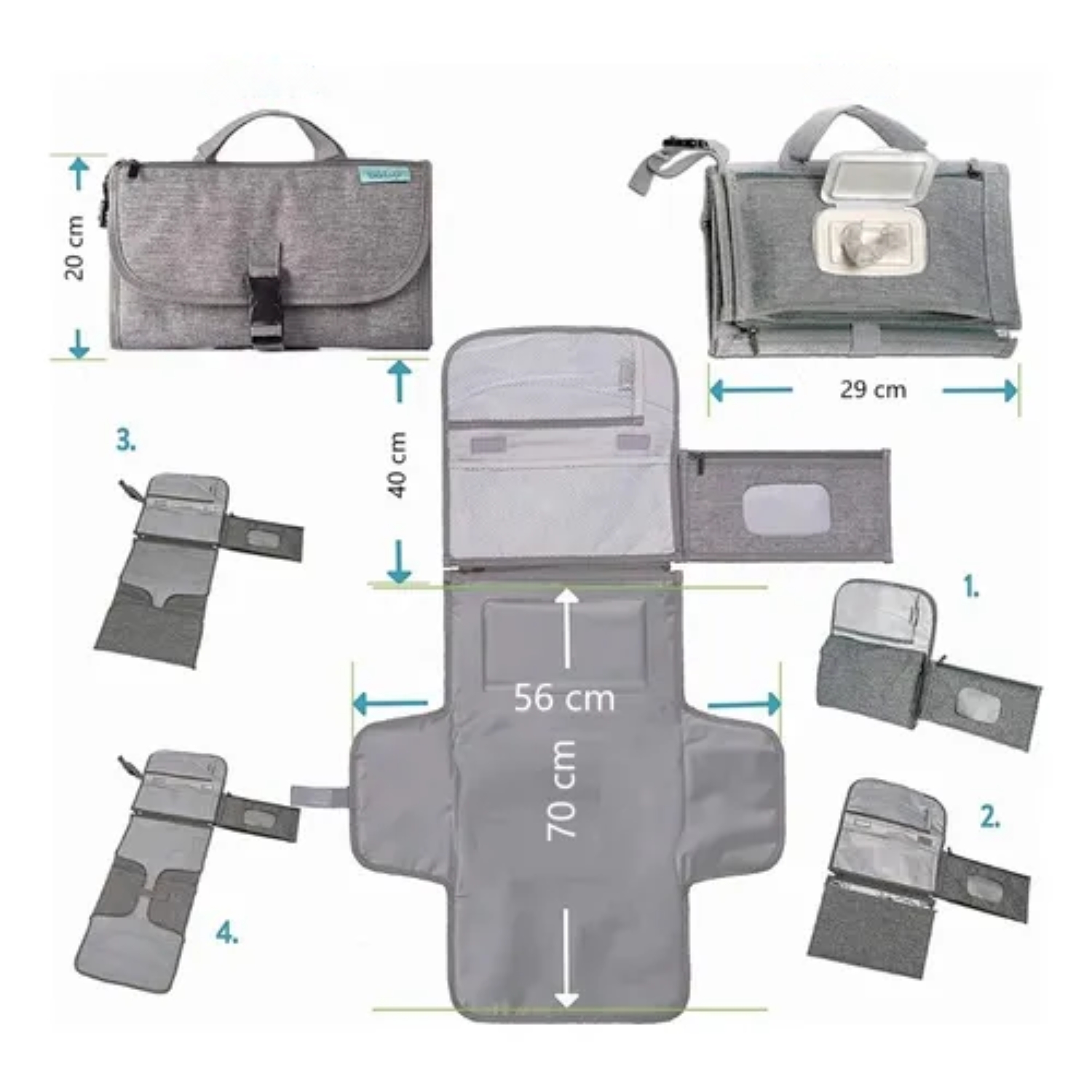CAMBIADOR MUDADOR PAÑALES BEBE PLEGABLE PORTATIL IMPERMEABLE - 2