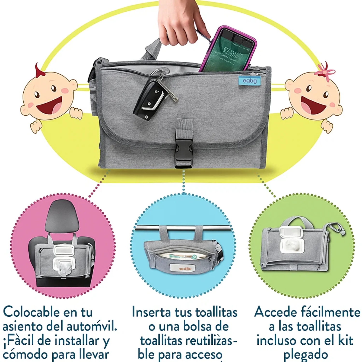 CAMBIADOR MUDADOR PAÑALES BEBE PLEGABLE PORTATIL IMPERMEABLE - 4
